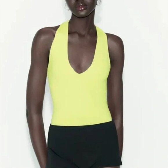 Women's S NWT Zara Twisted Straps Double Layer Bodysuit - Picture 2 of 9